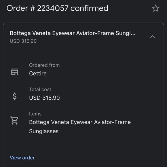 Bottega Veneta gold triangle pilot sunglasses w/box, used very good condition - Picture 8 of 8